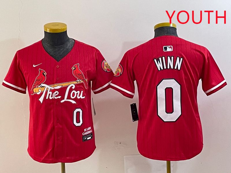 Youth St.Louis Cardinals 0 Winn Red City Edition 2025 Nike MLB Jersey style 1